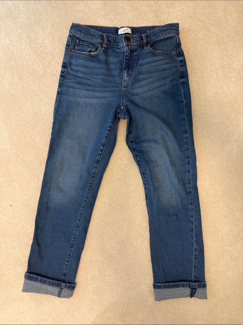 LOFT Women's Straight Medium Blue Jeans